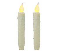 CVHOMEDECO. Velas cónicas LED de cera real sumergidas a mano con pilas, luces cónicas sin llama, decoración primitiva, 6-3/4 pulgadas, marfil, 2 unidades en un paquete