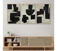CVMINY Conjunto de 3-Arte Abstracto en Blanco y Negro para Pared Póster Nórdico Moderno Impresiones en Lienzo Pintura Mural para Sala de Estar Dormitorio Oficina Decoración-50 * 60cm (Sin marco)