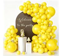 CVPARTYON Globos amarillos de 125 piezas de diferentes tamaños de 18, 12, 10, 5 pulgadas, kit de arco de globos de látex amarillo mate, guirnalda para cumpleaños, baby shower, graduación, despedida de