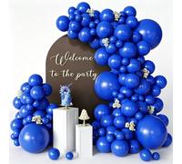 CVPARTYON Globos azules, 125 piezas de diferentes tamaños, 18, 12, 10, 5 pulgadas, kit de arco de globos azul marino real, guirnalda para cumpleaños, baby shower, graduación, boda, despedida de