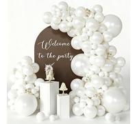CVPARTYON Globos de color blanco perla, 125 piezas de diferentes tamaños, 18, 12, 10, 5 pulgadas, kit de arco de globos de látex blanco para cumpleaños, baby shower, revelación de género, primera