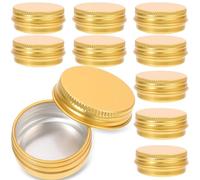CVUTOVO 24 Recipientes Redondos de Aluminio Tapa, Multiusos para Almacenamiento de Escritorio y Manualidades, Diseño Sencillo y Color Dorado