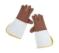 CVUTOVO Guantes de Protección Resistentes al Calor Abrasión para Barbacoa y Hogar, Superficie Antideslizante y Material de Cuero y Lona, Cinco Dedos Color Aleatorio