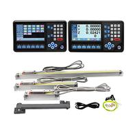 CWCQGH Sensor de Regla de Rejilla, DRO D80 de 3 Ejes / 2 Pantallas LCD de Lectura Digital RPM y Escala Lineal óptica de Vidrio de 50-1000 mm (3 Piezas / 2 Piezas),4Axis 5um Kit-1