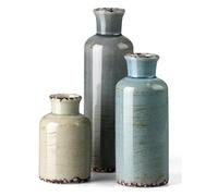 CwlwGO- Ceramic Vase 3 Piece Set, Small Flower vases for Home Decoration, Modern Farmhouse Decoration, Living Room,Table Shelf, Centerpieces, Fireplace and Entrance Decorations-Multicolor.