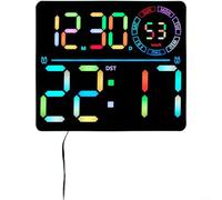 CWOQOCW Reloj digital de pantalla grande con efectos de cambio de color RGB, temperatura de fecha, hora, brillo de 10 niveles, alarma dual para soporte de pared de escritorio en casa (B)