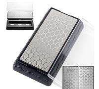 CWOVRS Piedra Afilar Diamante Doble Cara, Afilador Cuchillos Piedra Afilar Placa con Base Antideslizante Tijeras Cuchillos Herramientas Afilado Cocina, Grueso 600# / Extrafino 1200#