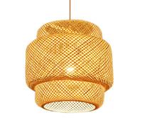 CWVYKNP Lámpara De Techo Estilo Bohemio Con Decoración De Mimbre Beige Y Dosel De Madera.
