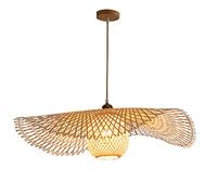 CWVYKNP Luz Colgante De Techo, Luz Semi Empotrada De Bambú Lámpara De Suspensión Beige Cubierta De Pantalla De Lámpara Tejida A Mano Mimbre Pantalla De Techo De Malla De Doble Capa para Sala Estar