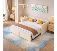 CXHLXYR - Sofá cama 90/180 x 200, sofá cama de 2 plazas convertible, 90 x 200, sofá cama con somier, camas nido multifuncionales de tejido terciopelo (beige, 90/180 x 200)