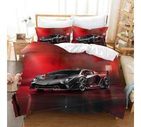 CXYXHW Set de ropa de cama con tema de carreras para niños, coche deportivo, funda de edredón, tema deportivo extremo, juego de ropa de cama para niños con cremallera y 2 fundas de almohada (coche de