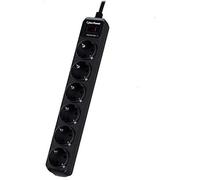 CyberPower Systems Regleta B0620SC0-DE – 6 enchufes Schuko, obturador, interruptor, cable 1,8 m, negro
