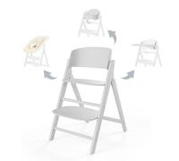 CYBEX Oro CLICK & FOLD Juego de Trona 4 en 1, Crece con el niño, Incl. Nido de Hamaca Dorado, Juego y Bandeja para Bebés, Madera de Haya/Algodón/Plástico, Todo Blanco