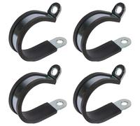 cyclingcolors 4x Mordaza para tubería P-clip Tubo y Cable Abrazadera de Manguera de Acero con Forro de Goma para Atornillar, 15mm