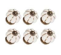 CYILIUEN 6 Pomos de Cerámica de Calabaza Blanca con Junta de Tornillo y Destornillador, Tirador de Cerámica para Herrajes de Muebles Decorativos