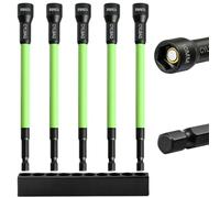 CYLBAQ Llave de vaso magnético de 10 mm para destornillador de impacto, juego de destornilladores de tuerca magnética de 150 mm para taladro de impacto, 5 destornilladores de tuerca larga de vástago