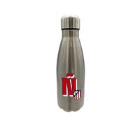 CyP Brands Atlético de Madrid - Botella Agua de Acero Inoxidable, Cierre Hermético, con Diseño Letra Ñ en Rojo, 550 ml, Color Metalizado, Producto Oficial
