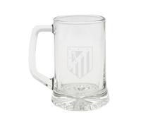 CYPBRANDS Atlético de Madrid, Jarra de Cerveza, Vidrio, Gran Capacidad 280 ml, Asa Cómoda, Apta para Lavavajillas y Microondas, Transparente