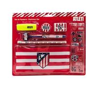 CYPBRANDS Atlético de Madrid, Set de Papelería, Portatodo, Lápiz, Goma, Sacapuntas, Bolígrafo, Subrayador, Pegatinas, Color Rojo, Producto Oficial
