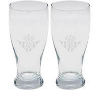 CYPBRANDS Real Betis Balompié, Vaso de Cerveza, Capacidad 565 ml, Vidrio, Transparente, Producto Oficial (Paquete de 2)