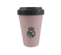 CYPBRANDS Real Madrid, Vaso para llevar, Take Away, con Tapa, Color Rosa, Producto Oficial