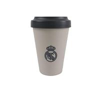 CYPBRANDS Real Madrid, Vaso, Vaso para llevar, Take Away, Vaso con Tapa, Color Crema, Producto Oficial