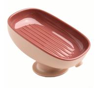 CYRENT Plato de drenaje de jabón para base de succión de pie de pulpo, bandeja extraíble de doble capa, almacenamiento autodrenante para ducha, rojo