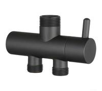 CYRENT Válvula de control dual de latón 1 en 2 salidas Válvula desviadora de ducha de 2 vías montada en la pared Cobre cromado Divisor de agua de dos funciones para el hogar (negro)