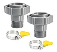 CYUXING 4Pzs Adaptador Drenaje Manguera Piscina con Abrazaderas Jardín, Se Conecta a Tuberías Agua Jardín, Apto para Tapón Drenaje Piscina Desmontable Coleman Bestway, Acero Inoxidable