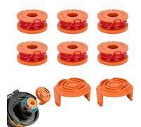 CYWVYNYT 6 paquetes de hilo WA0004.1 para todas las desbrozadoras Worx de 20 V (6 x 3 m de longitud, diámetro del hilo: bobina de hilo de 1,65 mm) + 2 tapas