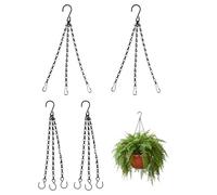 CZAYEFNH Cadenas para Colgar macetas 4 Unidades Negras, Cadenas metálicas Ajustables 3 Puntos de sujeción para Plantas Colgantes Interior y Exterior Resistentes hasta 6 kg