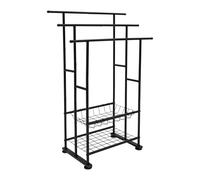 Czyurachel Toallero de pie, toallero negro con 3 toalleros y 2 estantes, escalera de hierro para ropa, escalera para dormitorio, baño, salón
