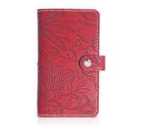 Czzmy Cartera de piel sintética para 96 tarjetas, ideal para oficina y práctica, libro de tarjetas de visita, tarjetas de cliente, tarjetas de crédito, 1-carved Dark Red, 1-Packung