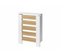 D&J Muebles Kit Cubre Radiador Blanco y Frente Roble 60cm Moderno Hércules | Mueble Decorativo con Listones | Fácil Montaje (60cm, 90cm, 120cm) | 60 x 83,5 x 19,5