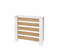 D&J Muebles Kit Cubre Radiador Blanco y Frente Roble 90cm Moderno Hércules | Mueble Decorativo con Listones | Fácil Montaje (60cm, 90cm, 120cm) | 90x83,5x19,5