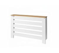 D&J Muebles Kit Cubre Radiador Blanco y Roble 120cm Moderno Hércules | Mueble Decorativo con Listones | Fácil Montaje (60cm, 90cm, 120cm) | 120x83,5x19,5