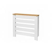 D&J Muebles Kit Cubre Radiador Blanco y Roble 90cm Moderno Hércules | Mueble Decorativo con Listones | Fácil Montaje (60cm, 90cm, 120cm) | 90x83,5x19,5