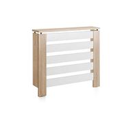 D&J Muebles Kit Cubre Radiador Roble y Blanco Moderno Hércules 90cm | Mueble Decorativo con Listones | Oculta Radiador con Fácil Montaje | (60cm - 90cm - 120cm) 90x83,5x19,5