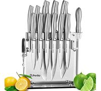 D.Perlla Cuchillos Cocina, 14 Piezas Juego de Cuchillos de Cocina, Juego Cuchillos Cocina de Acero Inoxidable,Cuchillo de Cocina Forjado Sin Costura, Portacuchillos Acrílico, Diseño Moderno