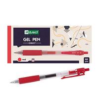 D.RECT 0907 12 unidades | bolígrafos de gel de tinta | bolígrafos de gel punta fina | agarre de goma rojo