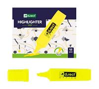 D.RECT 1127 - Rotuladores fluorescentes con punta biselada, 12 unidades, color amarillo
