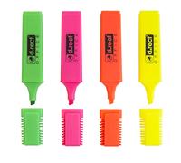 D.RECT 1127 Set de 4 iluminadores con punta en ángulo, rotulador, juego de 4 colores