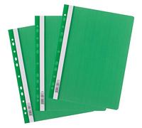 D.RECT 25 carpetas A4 con perforaciones de plástico con tapa frontal transparente, carpeta de plástico de lámina de polipropileno, perforada, color verde