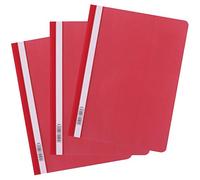 D.RECT 25 carpetas A4 de plástico con tapa frontal transparente, carpeta de plástico de polipropileno rojo