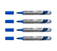 D.RECT 4 Piezas Rotulador Permanente Punta Redonda - Marcadores Permanentes Robusto con Mecanismo de Bombeo - Rotulador con Pistón, Azul