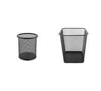 D.RECT 7613 Portalápices de malla metálica redondo, Portalápices de escritorio, estable, negro, diámetro de 91 mm Mesh Papelera rectangular, Capacidad 18L color negra