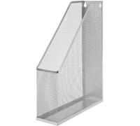 D.RECT Archivador de pie A4 de malla metálica, archivador hasta C4, ojales para montaje en pared, bandeja para documentos, 7,3 x 25 x 31,6 cm, color plateado