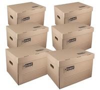 D.RECT Caja Archivo Cartón 6 Unidades - Caja de Almacenaje con Tapa y Asas - 420g/m² - Para Documentos, Carpetas y Archivos - 43x33x29cm