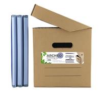D.RECT Caja de Archivo ARCHEO con 3 archivadores Zero Max - Set 250x340x260 mm - Tapa abatible - Pastel Azul - Oficina y hogar