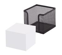 D.RECT - Caja de notas | Hecho de malla | Metal macizo | Para el trabajo moderno | Negro | con bloc de notas 700 hojas - 95 x 95 x 80 mm